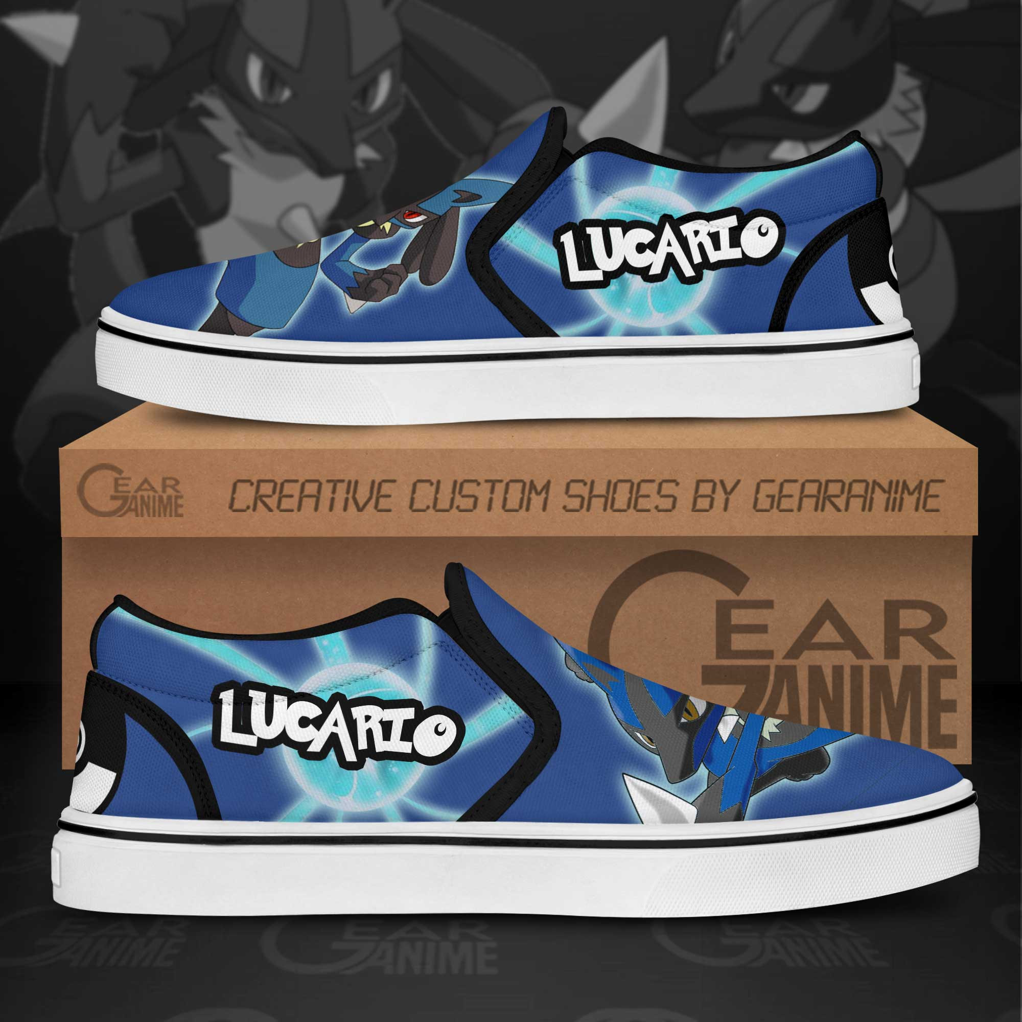 Lucario Slip-On Shoes Canvas Pokemon Custom Anime Shoes