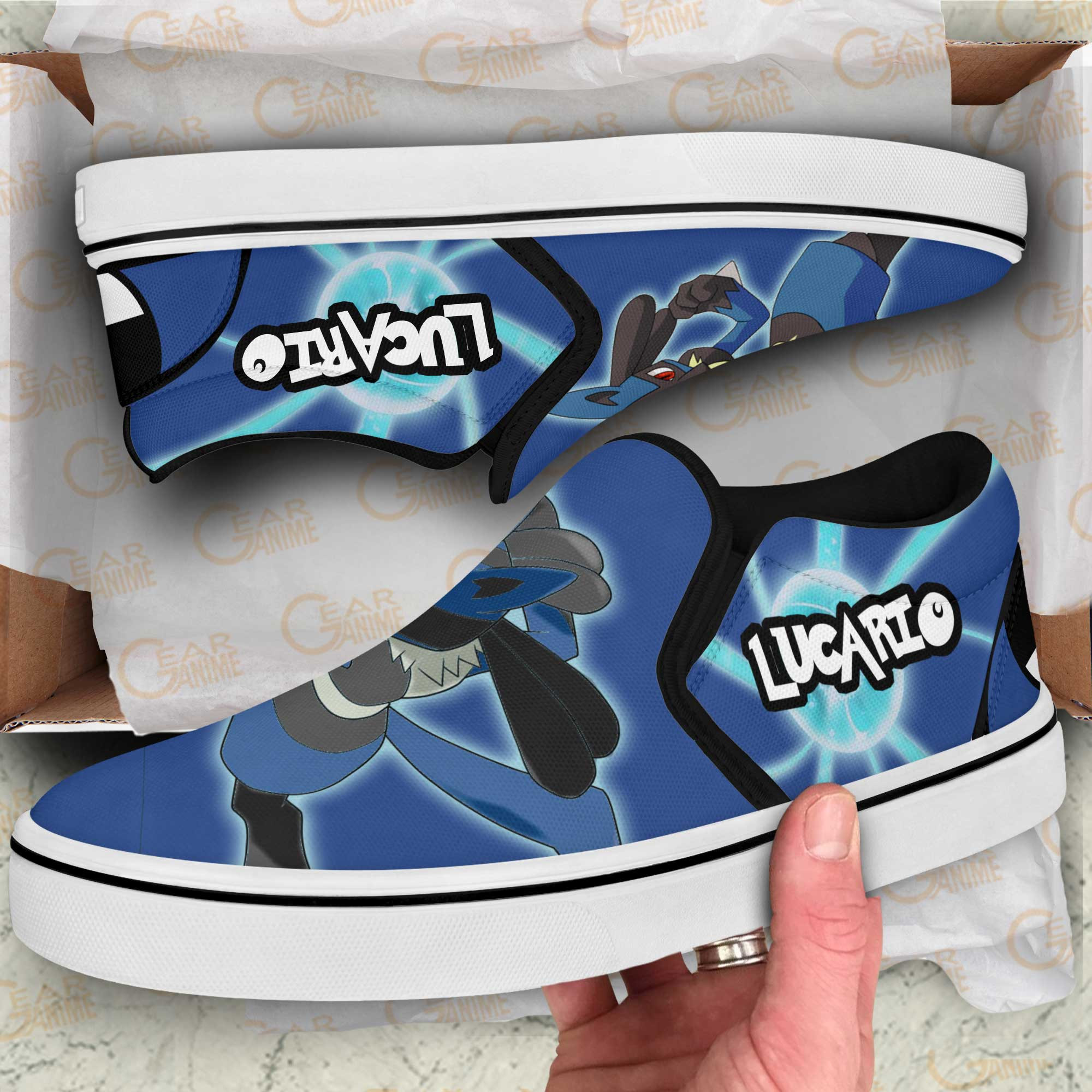 Lucario Slip-On Shoes Canvas Pokemon Custom Anime Shoes