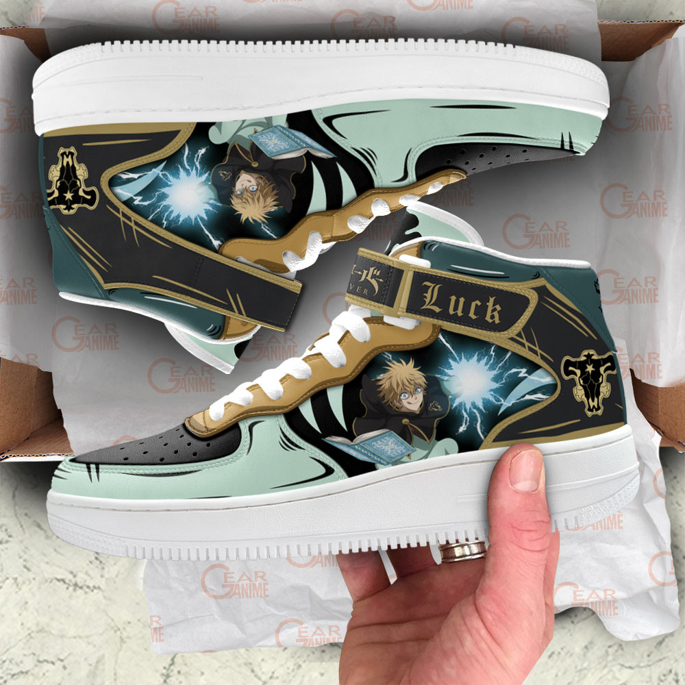 Luck Voltia Sneakers Air Mid Custom Black Clover Anime Shoes