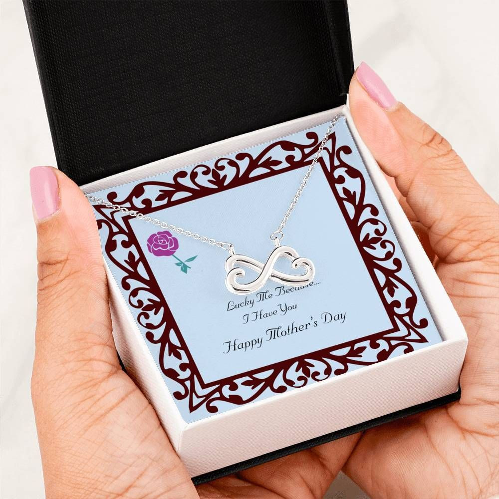 Lucky Me Happy Mother’s Day Infinity Heart Necklace For Mom
