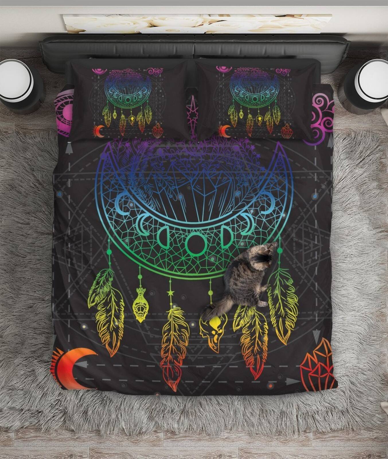 Lucky Neon Dreamcatcher Art Hop 3D Customized Duvet Cover Bedding Set