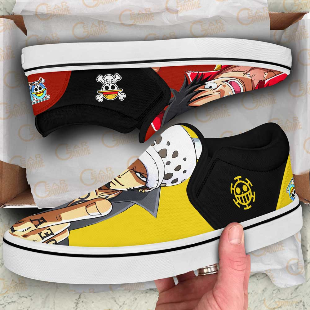 Luffy and Law Slip-On Shoes Canvas Custom Anime One Piece Shoes