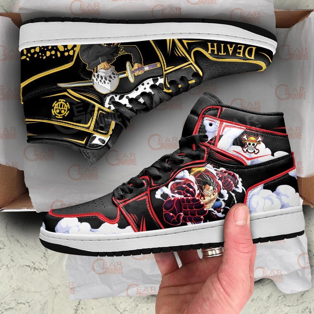 Luffy and Trafalgar Law JD1s Sneakers One Piece Anime Shoes Friend Gifts, Air Jordan Hightop