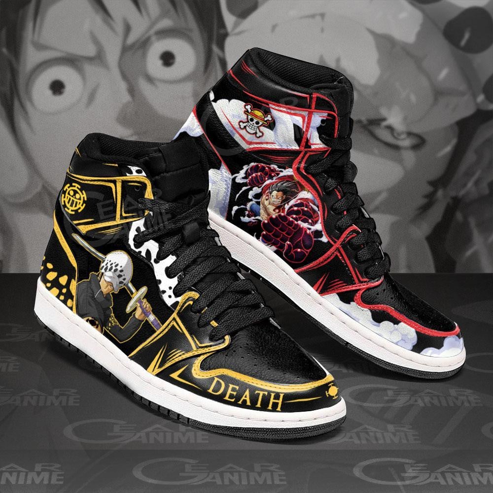 Luffy and Trafalgar Law JD1s Sneakers One Piece Anime Shoes Friend Gifts, Air Jordan Hightop