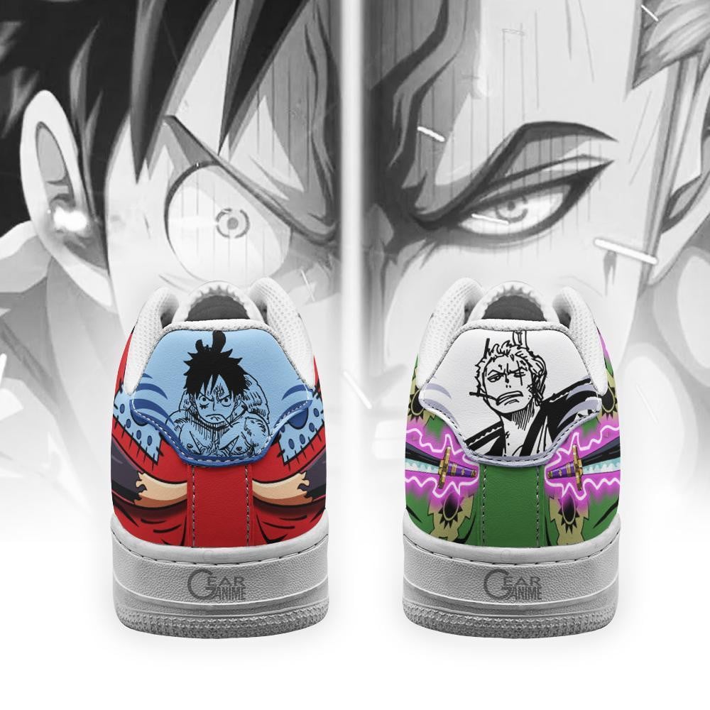 Luffy and Zoro Air Sneakers Custom Wano Arc Haki One Piece Shoes