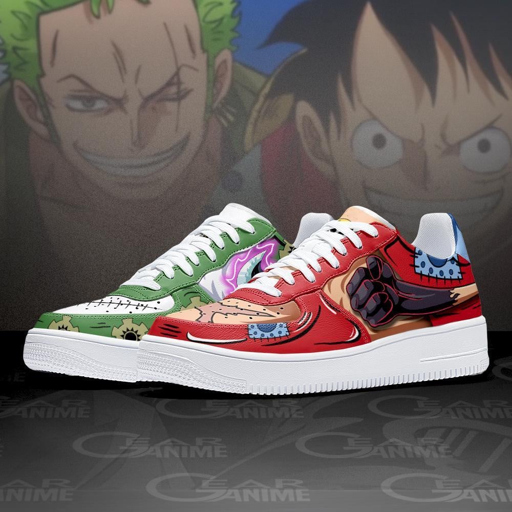 Luffy and Zoro Air Sneakers Custom Wano Arc Haki One Piece Shoes