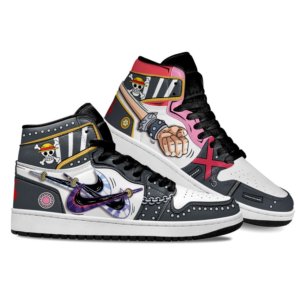 Luffy and Zoro JD1s Sneakers One Piece Red Anime Shoes, Air Jordan Hightop
