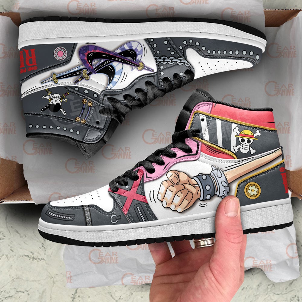 Luffy and Zoro JD1s Sneakers One Piece Red Anime Shoes, Air Jordan Hightop
