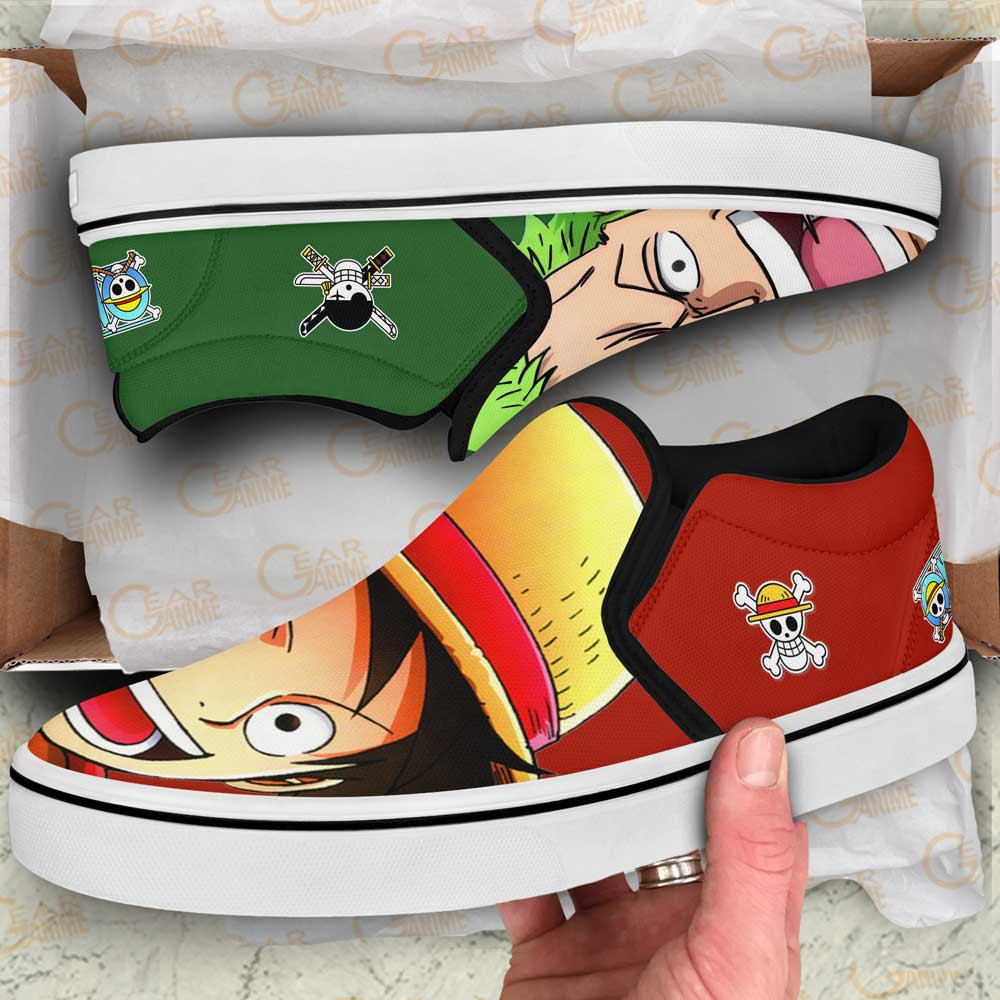 Luffy and Zoro Slip-On Shoes Canvas Custom One Piece Anime Shoes