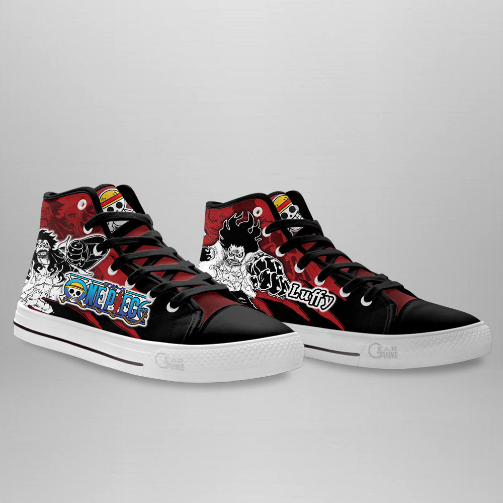Luffy Gear 4 High Top Shoes One Piece Custom Anime Sneakers Mix Manga