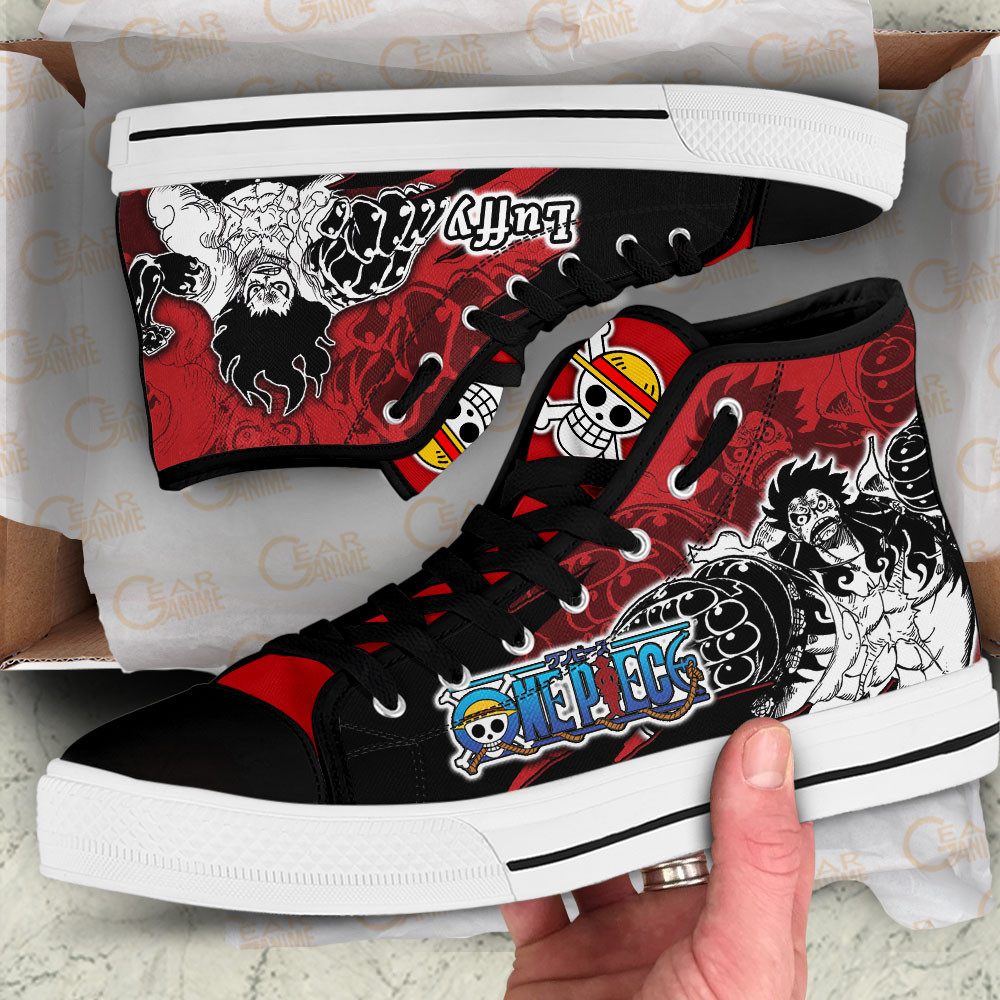 Luffy Gear 4 High Top Shoes One Piece Custom Anime Sneakers Mix Manga