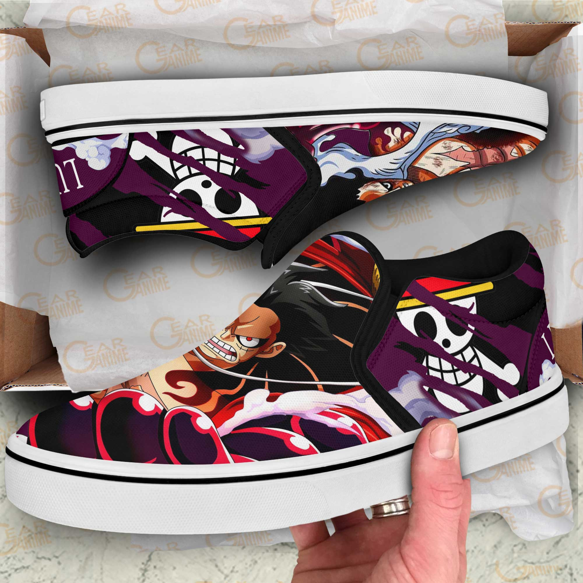 Luffy Gear 4 Slip-On Shoes Canvas One Piece Custom Anime Shoes