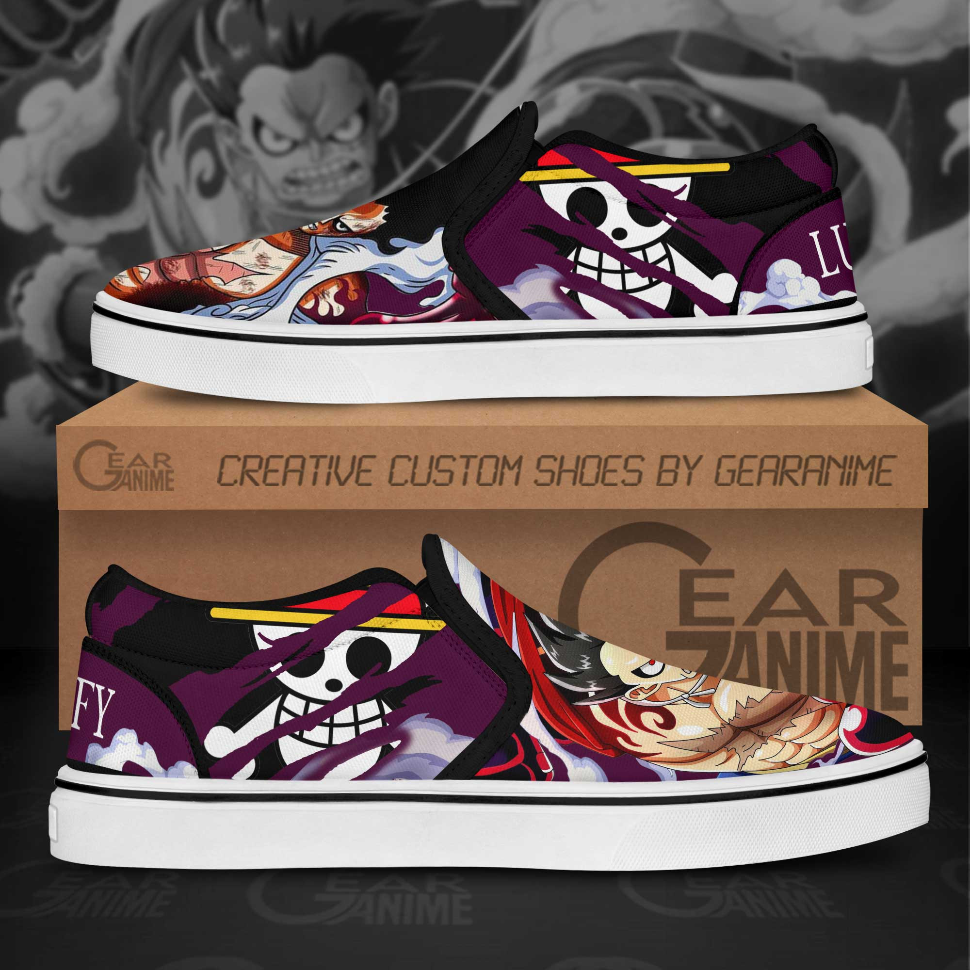Luffy Gear 4 Slip-On Shoes Canvas One Piece Custom Anime Shoes
