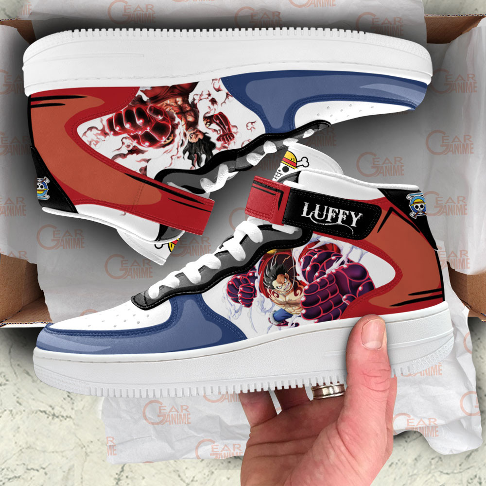 Luffy Gear 4 Sneakers Air Mid One Piece Custom Anime Shoes