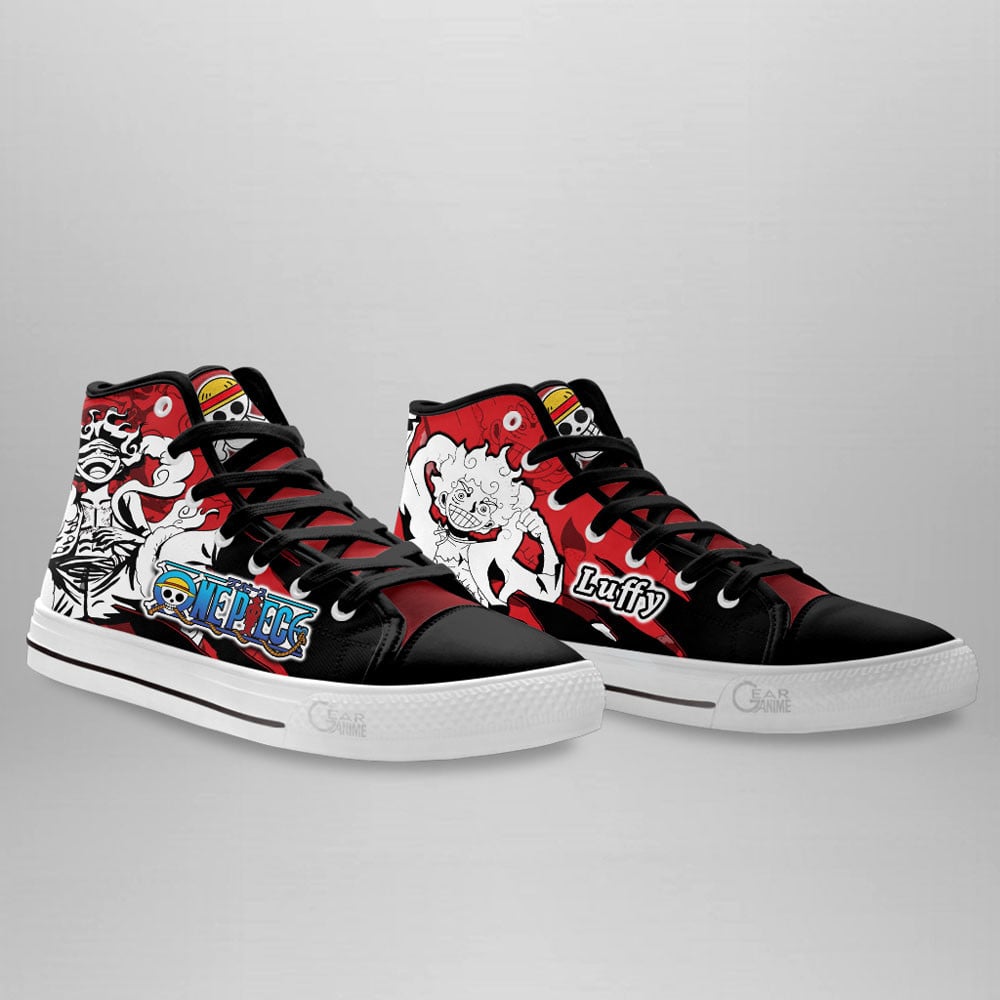 Luffy Gear 5 High Top Shoes One Piece Custom Anime Sneakers Mix Manga