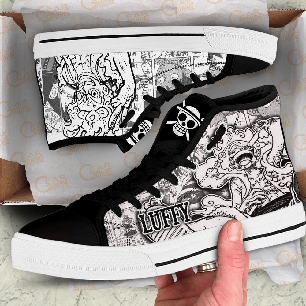 Luffy Gear 5 High Top Shoes One Piece Custom Manga Sneakers