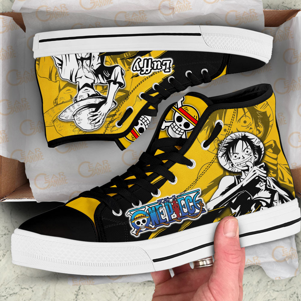 Luffy High Top Shoes One Piece Custom Anime Sneakers Mix Manga