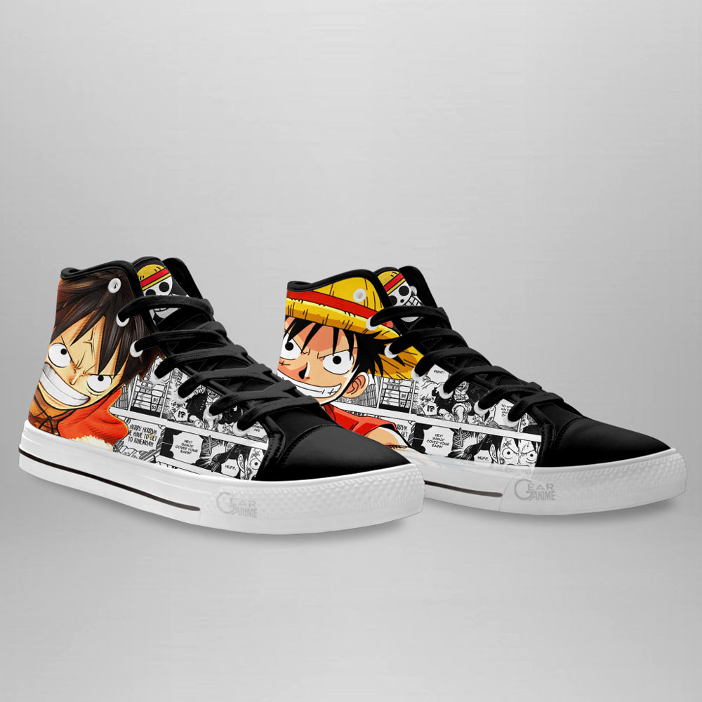Luffy High Top Shoes One Piece Custom Anime Sneakers Mix Manga