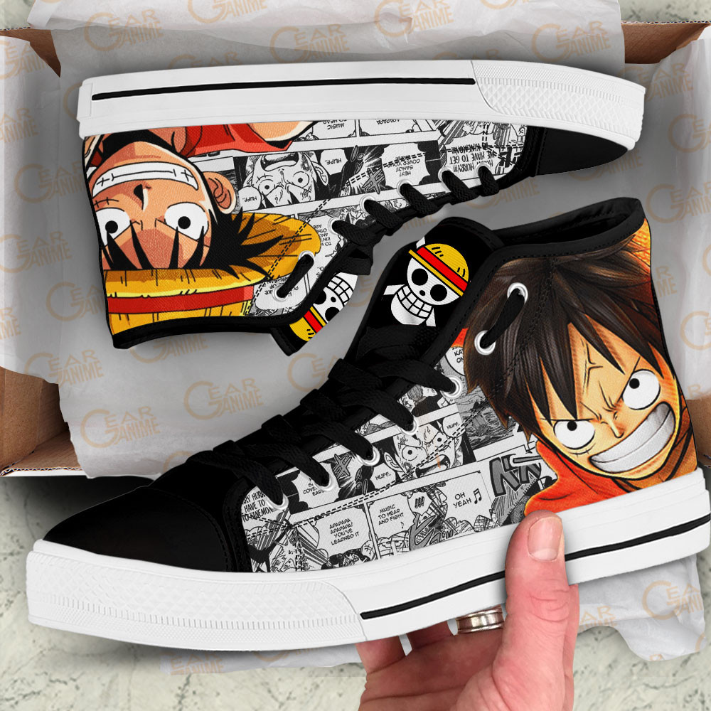 Luffy High Top Shoes One Piece Custom Anime Sneakers Mix Manga