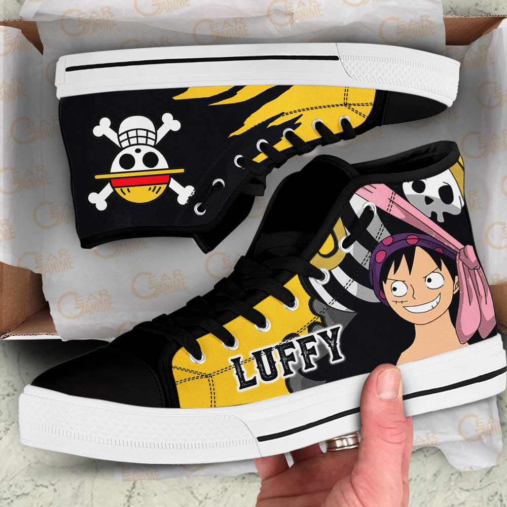 Luffy High Top Shoes One Piece Red Custom Anime Sneakers