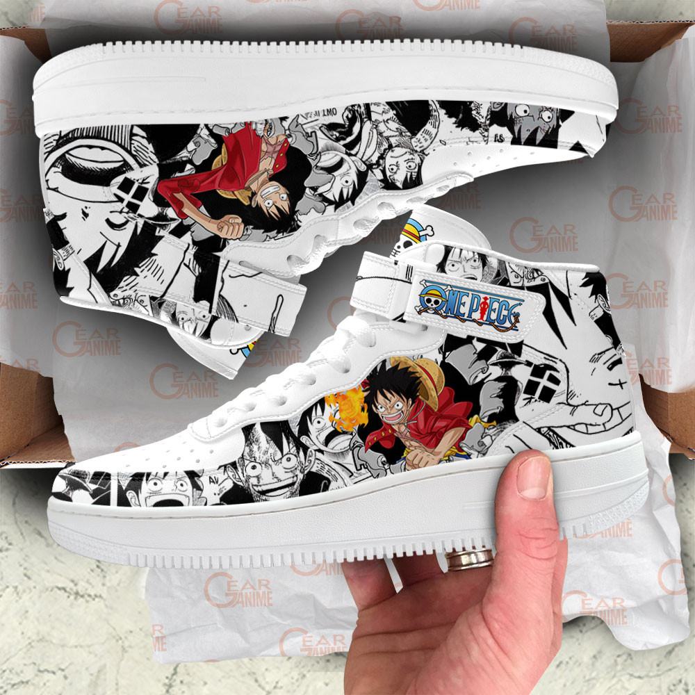 Luffy Sneakers Air Mid One Piece Custom Anime Shoes Mix Manga