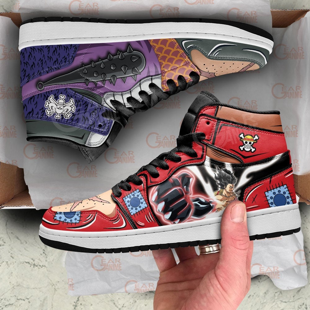 Luffy vs Kaido JD1s Sneakers One Piece Anime Shoes, Air Jordan Hightop