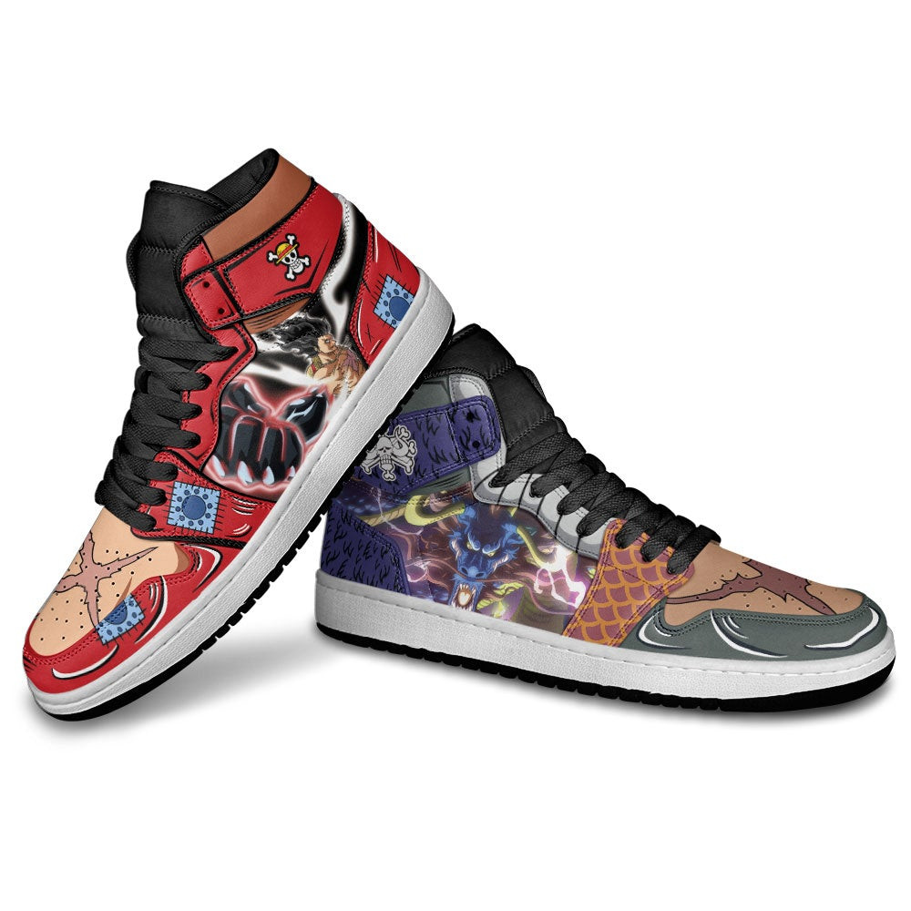 Luffy vs Kaido JD1s Sneakers One Piece Anime Shoes, Air Jordan Hightop