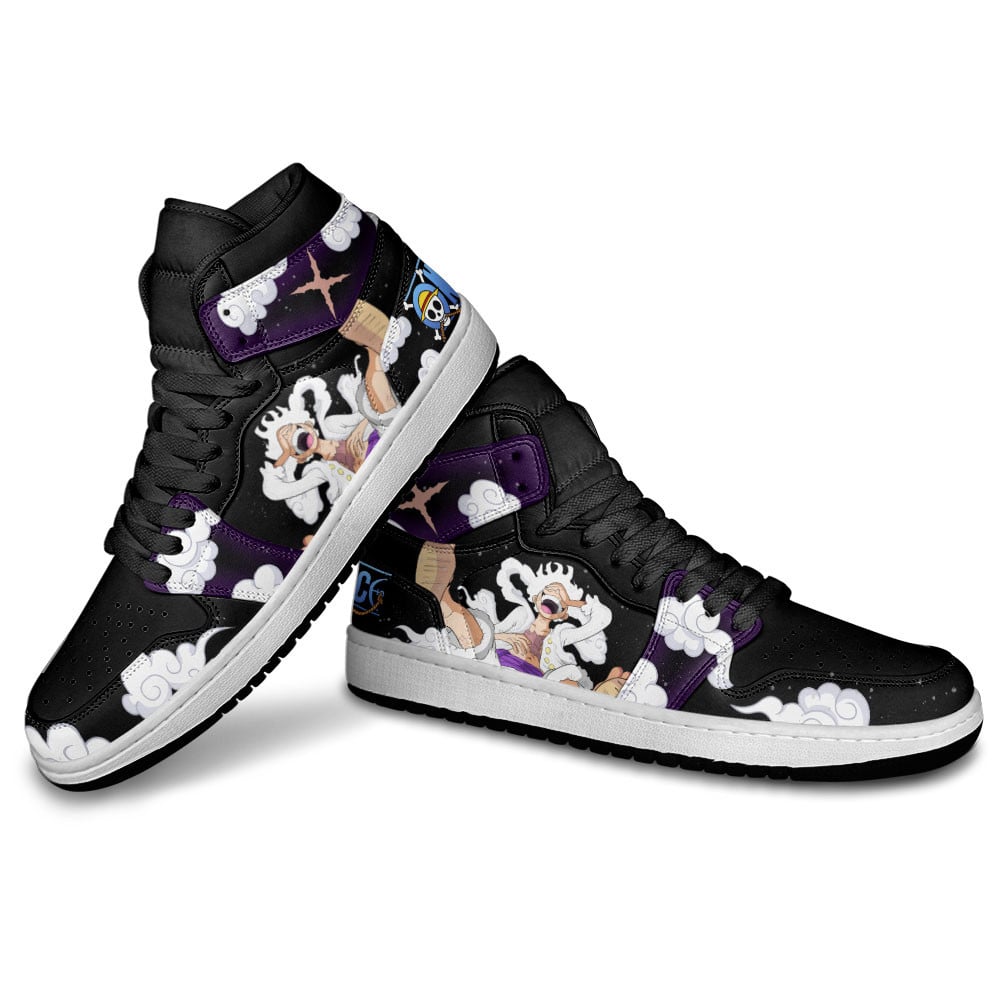 Luffy White Gear 5 J1s Sneakers One Piece Anime Shoes, Air Jordan Hightop