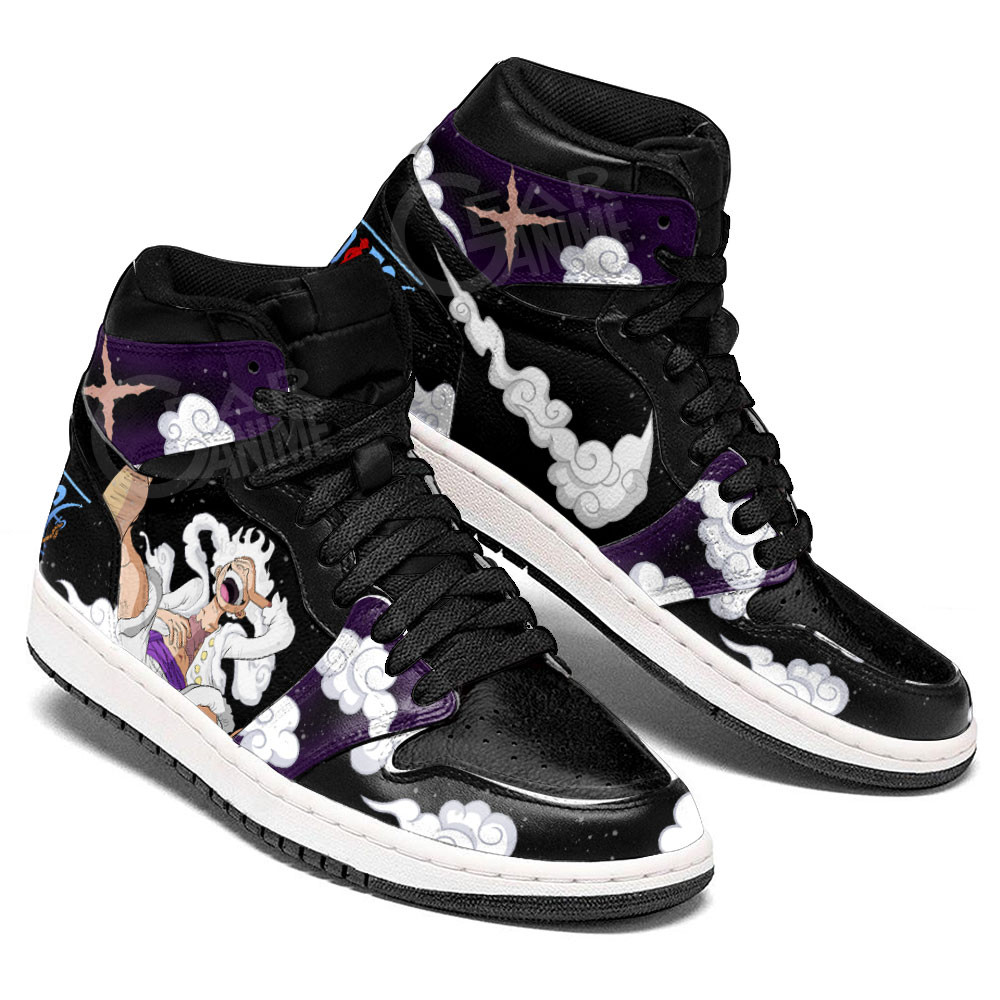 Luffy White Gear 5 J1s Sneakers One Piece Anime Shoes, Air Jordan Hightop