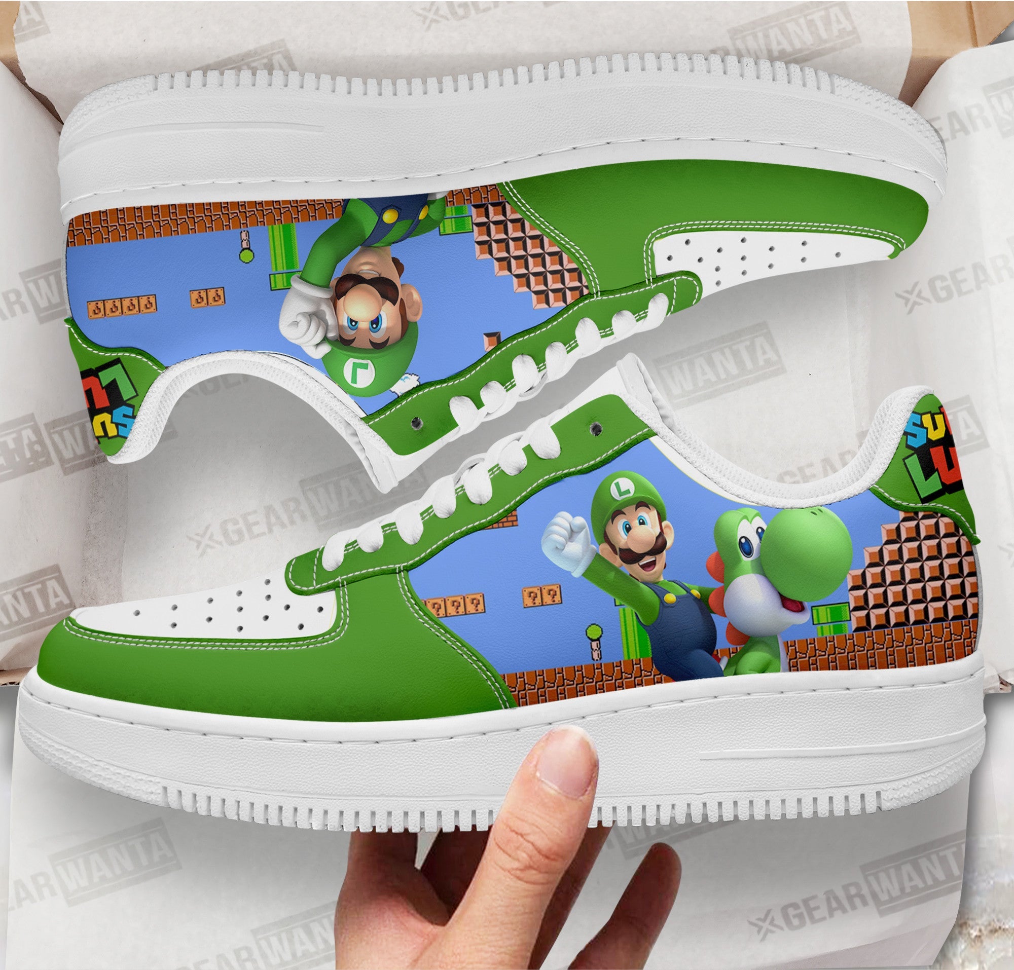 Luigi Super Mario Air Sneakers Custom For Gamer Shoes