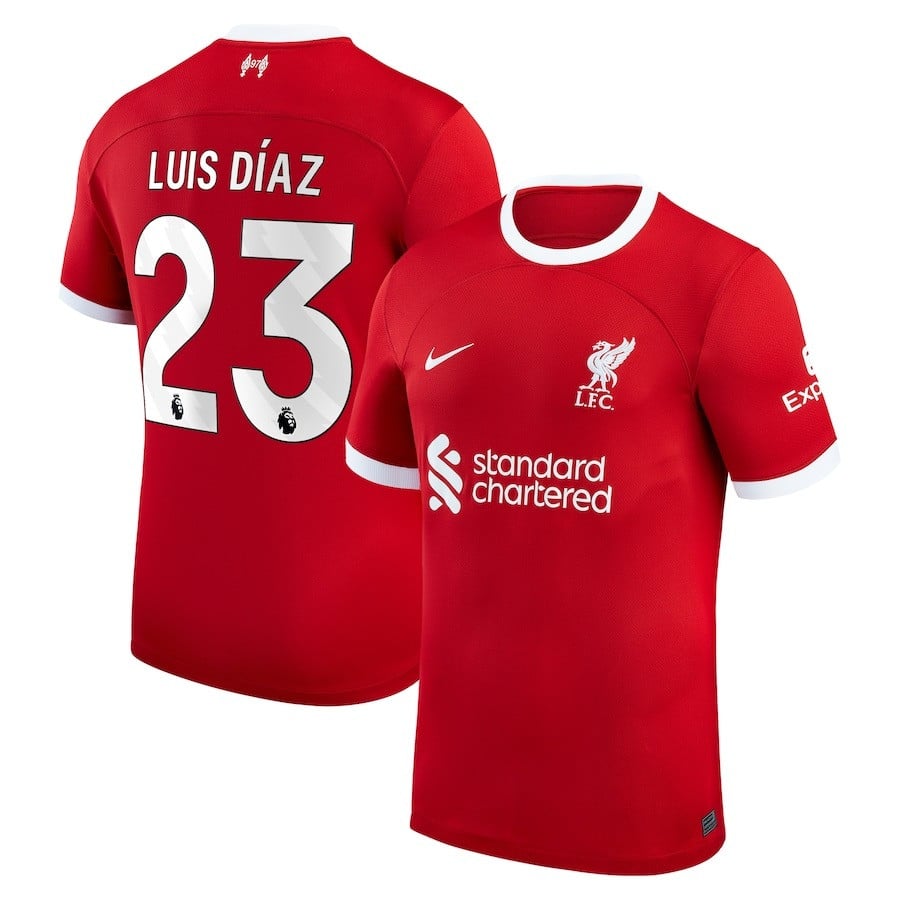 Luis Díaz 23 Liverpool 2023/24 Home Men Soccer Jersey – Red