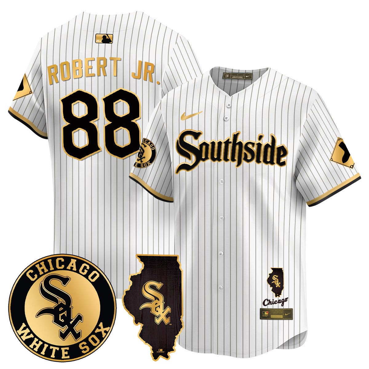 Luis Robert Jr. Men's Chicago White Sox 2024 City Connect Vaper Premier Limited White Gold Jersey - All Stitched