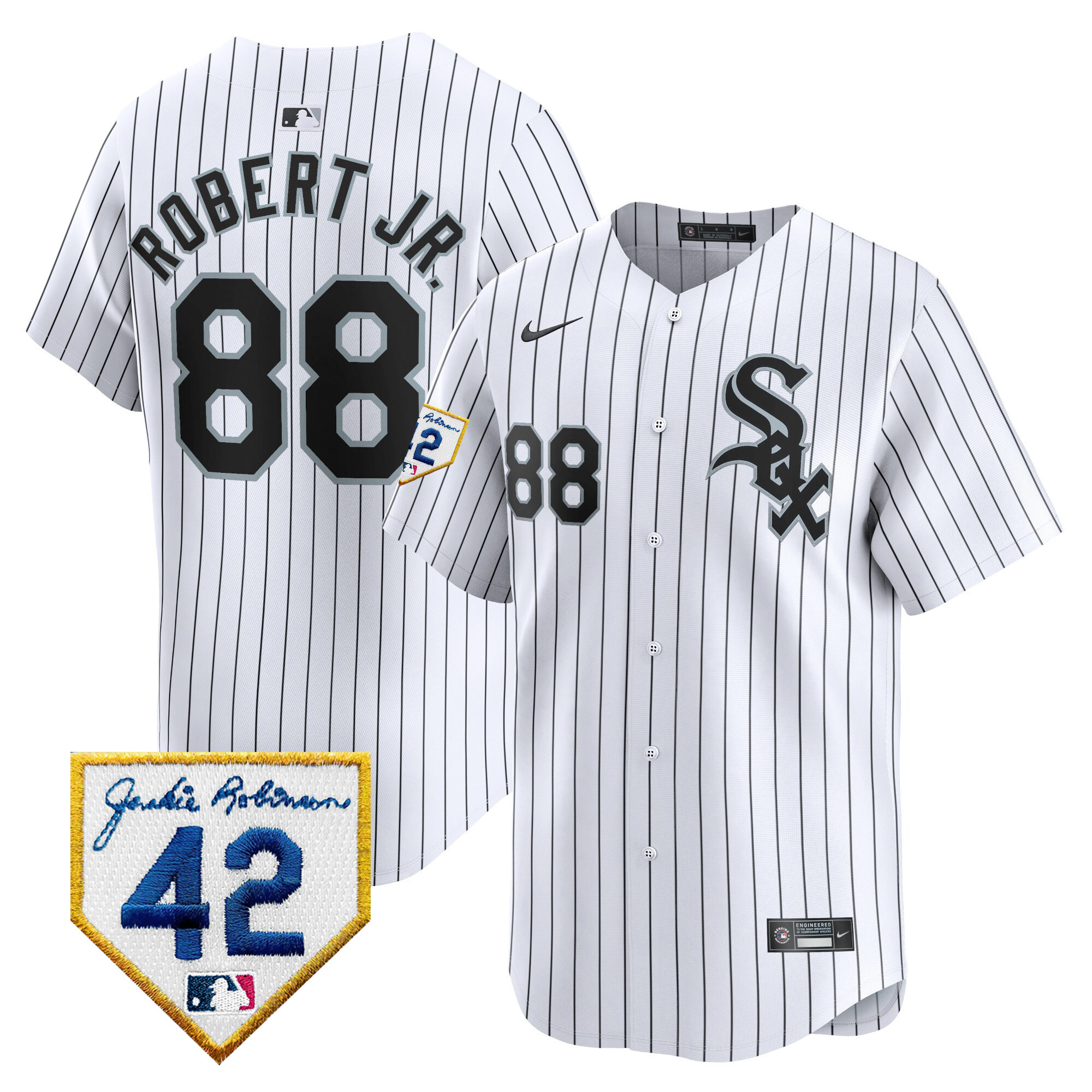 Luis Robert Jr. Men's Chicago White Sox 2024 Jackie Robinson Patch Vapor Premier Limited Jersey - All Stitched