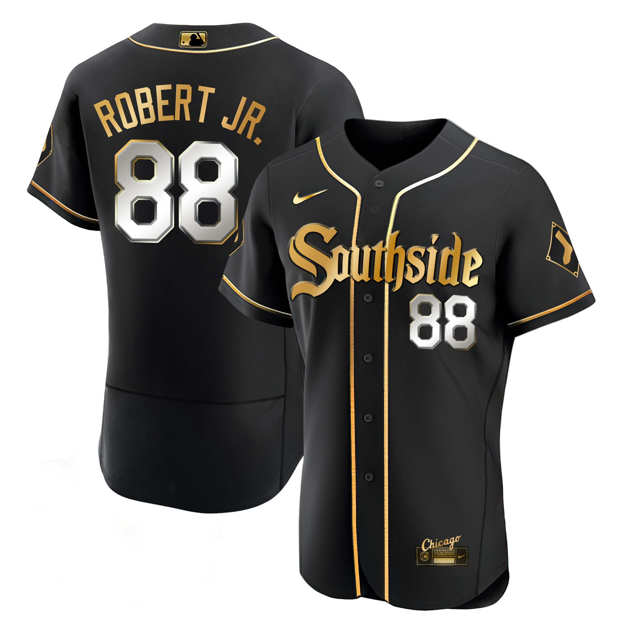 Luis Robert Men's Chicago White Sox Black Limited & Gold Flex Black Limited Jersey - All Stitched