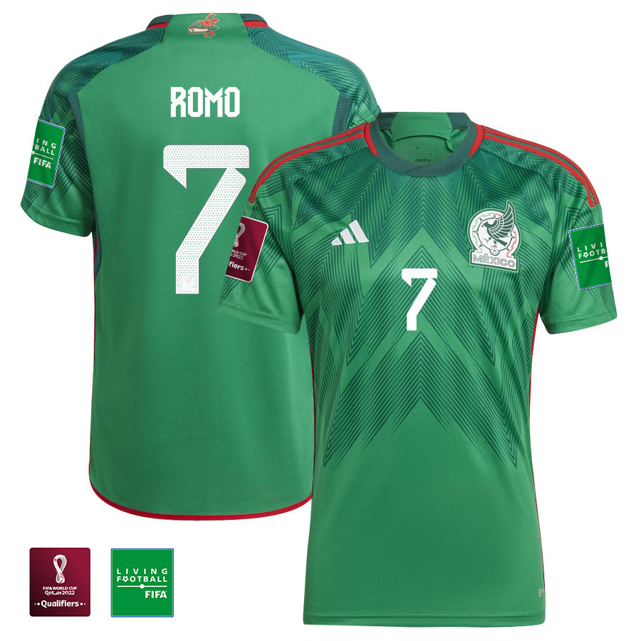 Luis Romo 7 Mexico National Team FIFA World Cup Qatar 2022 Home Men Soccer Jersey With Patch