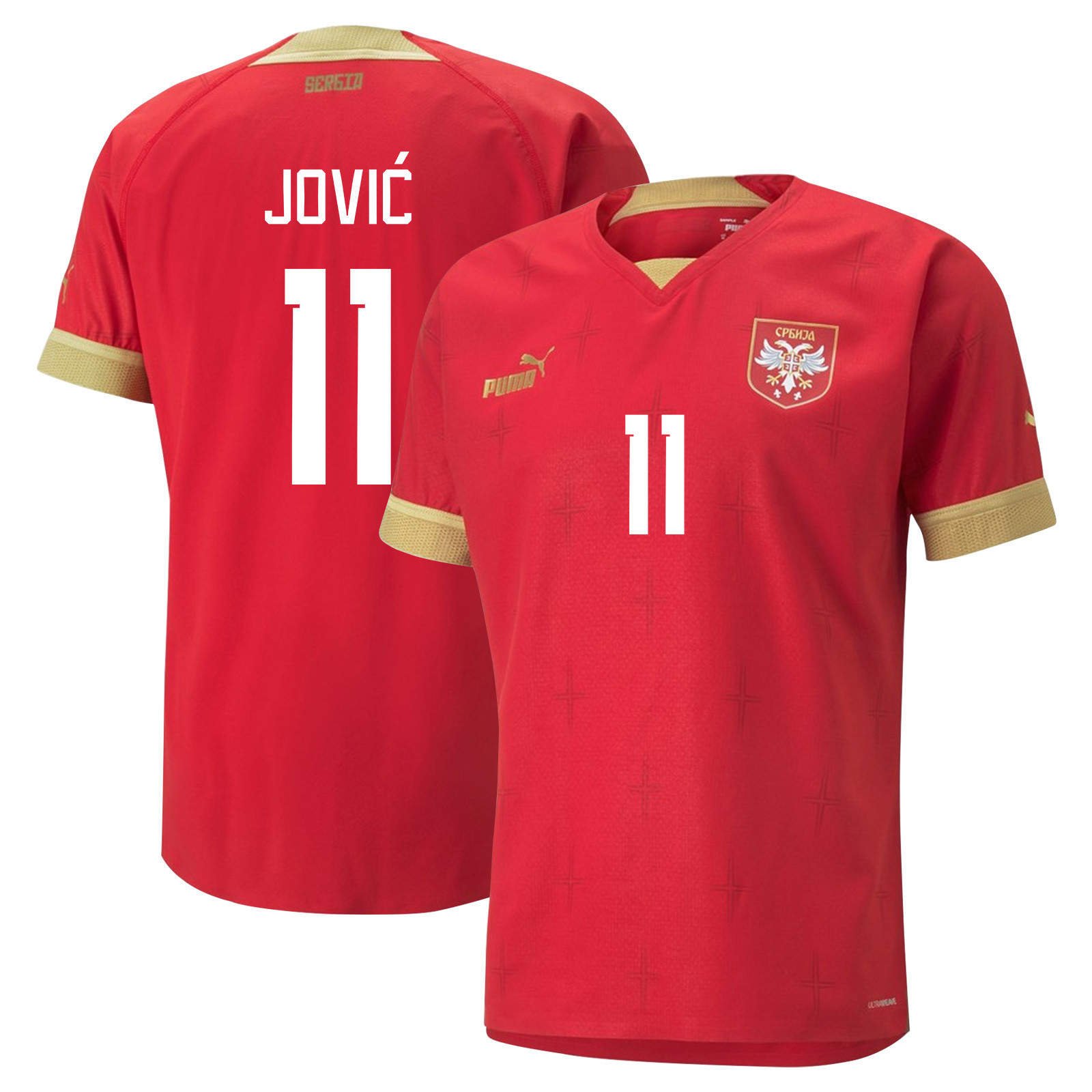 Luka Jovic 11 – Serbia National Team Qatar World Cup 2022-23 Home Soccer Jersey