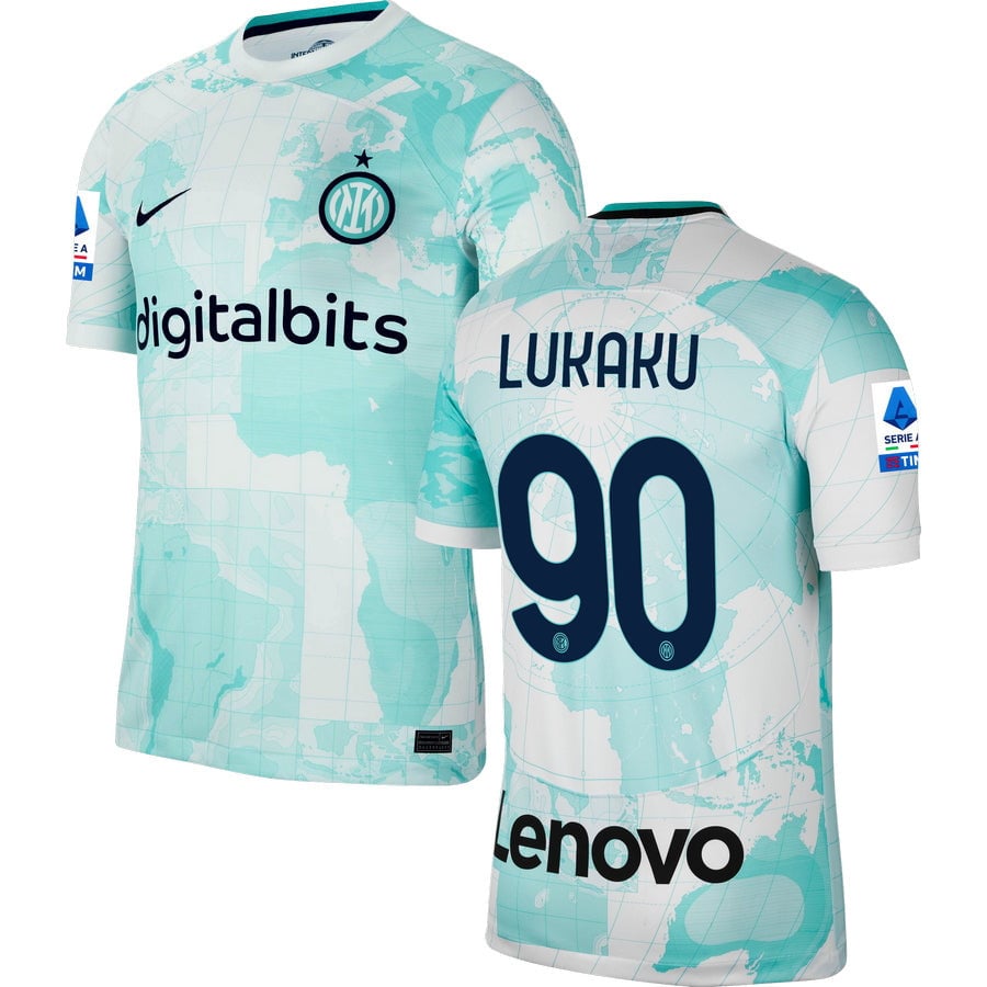 Lukaku 90 Inter Milan Serie A Patch Men 2022/23 Away Jersey – White