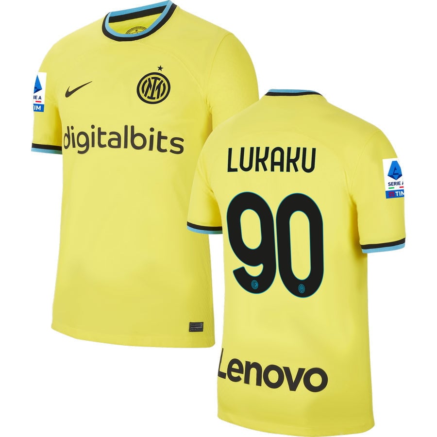 Lukaku 90 Inter Milan Serie A Patch Men 2022/23 Third Jersey – Yellow
