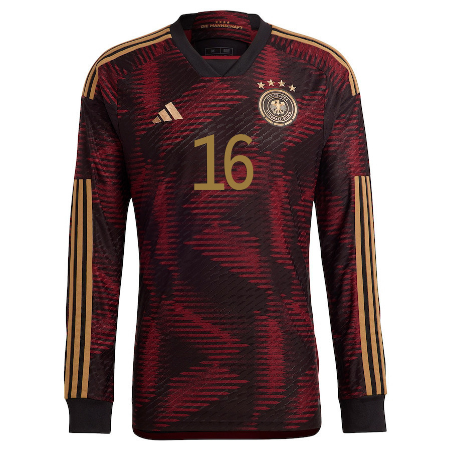 Lukas Klostermann 16 Germany National Team FIFA World Cup Qatar 2022 Patch – Away Long Sleeve Soccer Jersey, Men