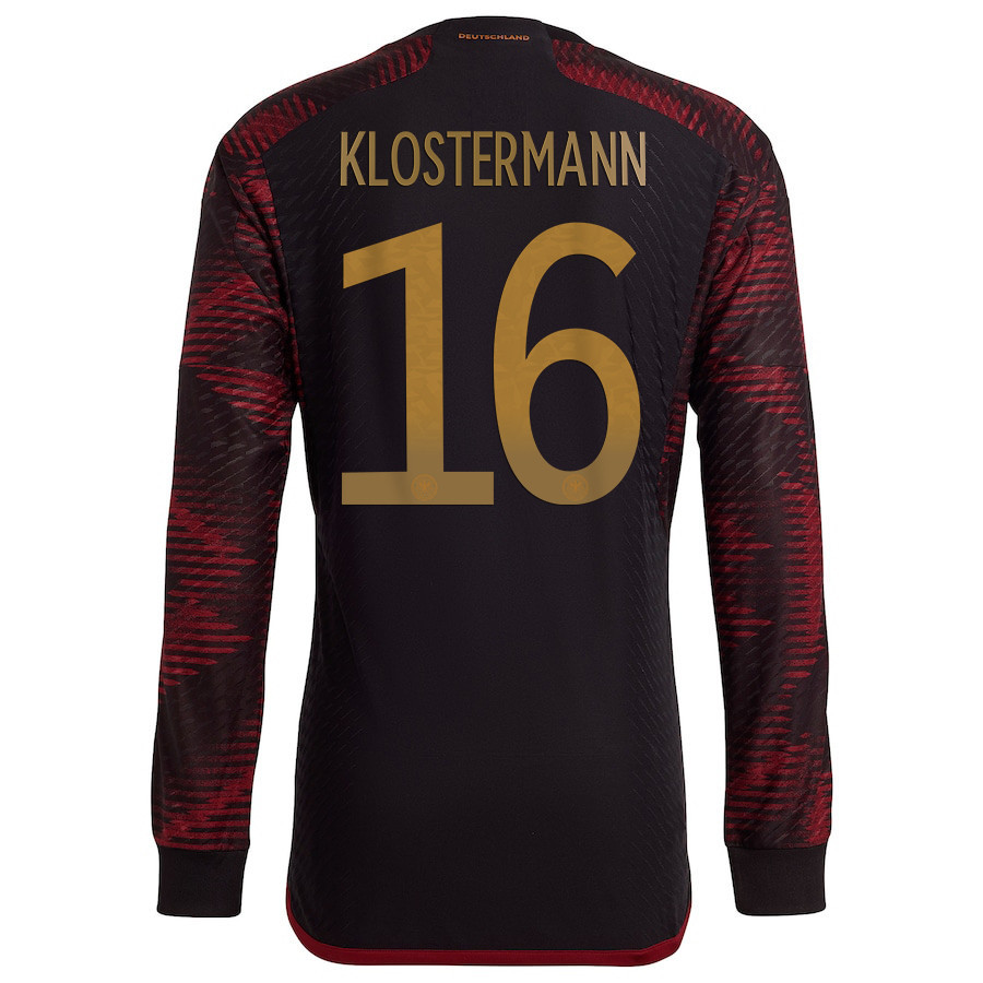 Lukas Klostermann 16 Germany National Team FIFA World Cup Qatar 2022 Patch – Away Long Sleeve Soccer Jersey, Men