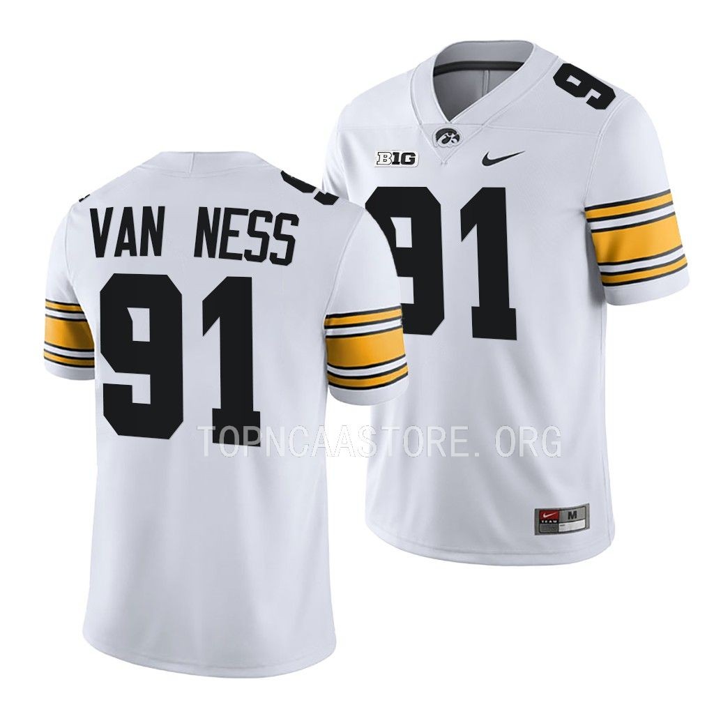 Lukas Van Ness Iowa Hawkeyes #91 White Jersey 2022 College Men's Uniform