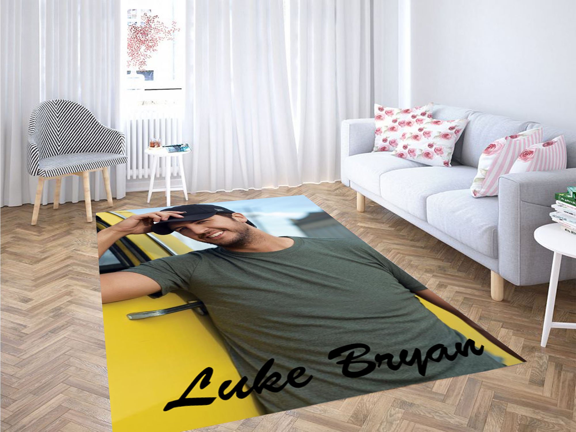 Luke Bryan Yellow Truck And Name Carpet Rectangle Rug