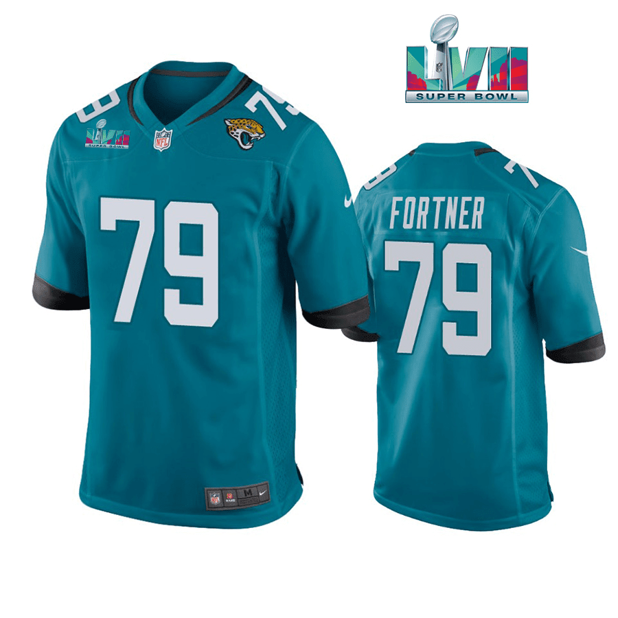 Luke Fortner 79 Jacksonville Jaguars Super Bowl LVII Super Bowl LVII Teal Men Game Stitched Jersey