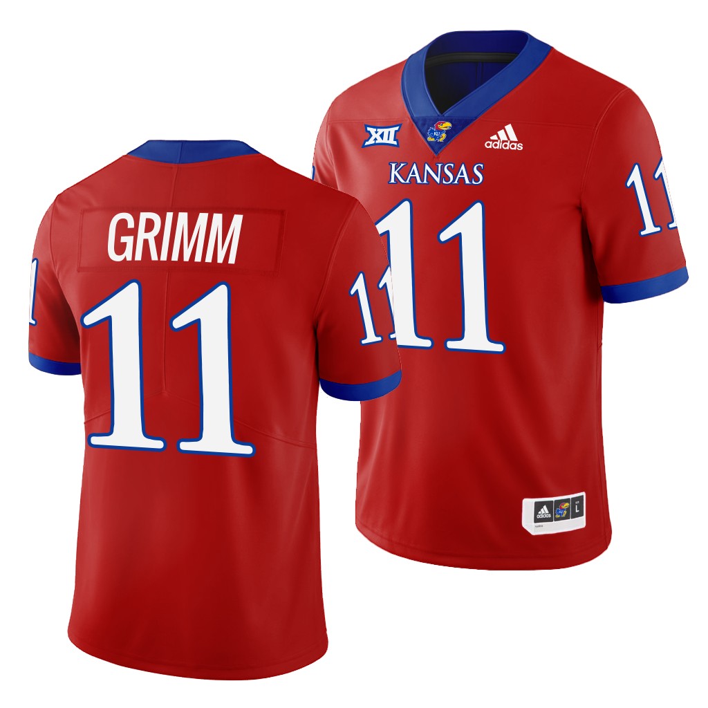 Luke Grimm Kansas Jayhawks #11 Red Jersey 2022-23 College Men's Uniform