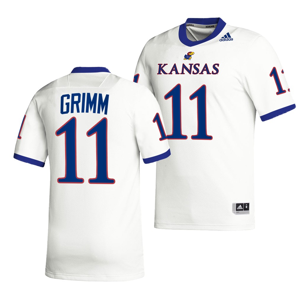 Luke Grimm Kansas Jayhawks 2022 Premier Jersey Men's White #11 Uniform