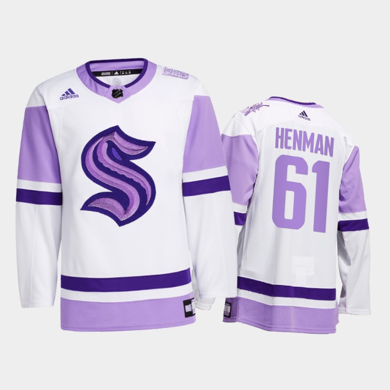 Luke Henman #61 Seattle Kraken 2021 FightsCancer White Special Jersey