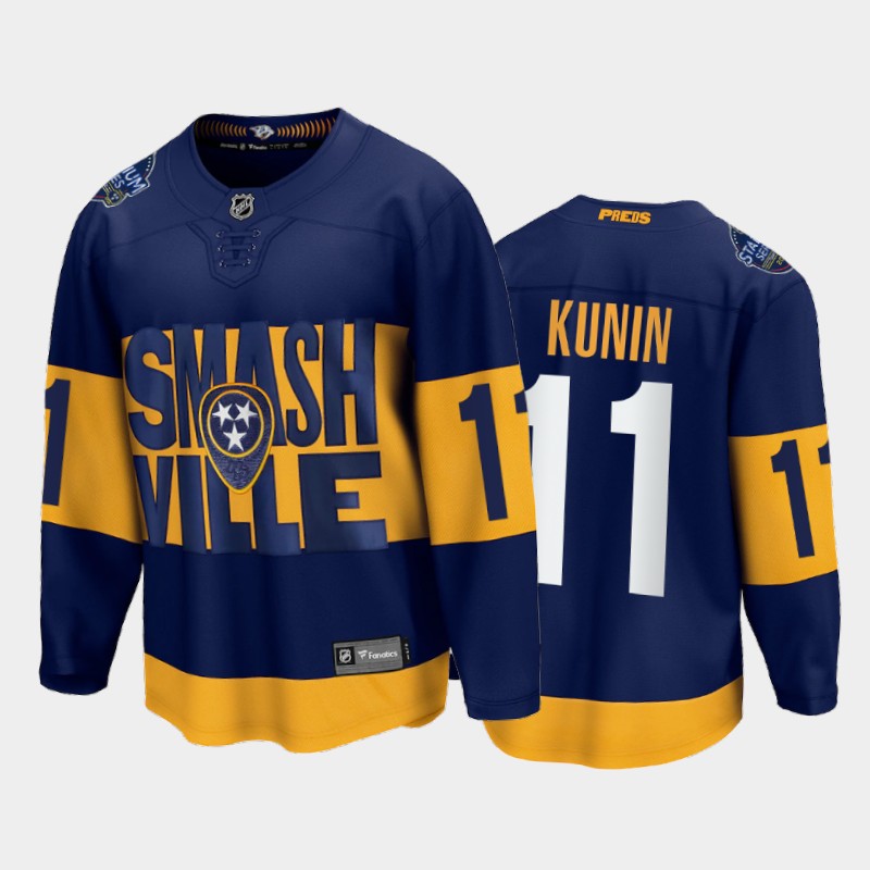 Luke Kunin Nashville Predators 2022 Stadium Series Navy Fanatics Jersey