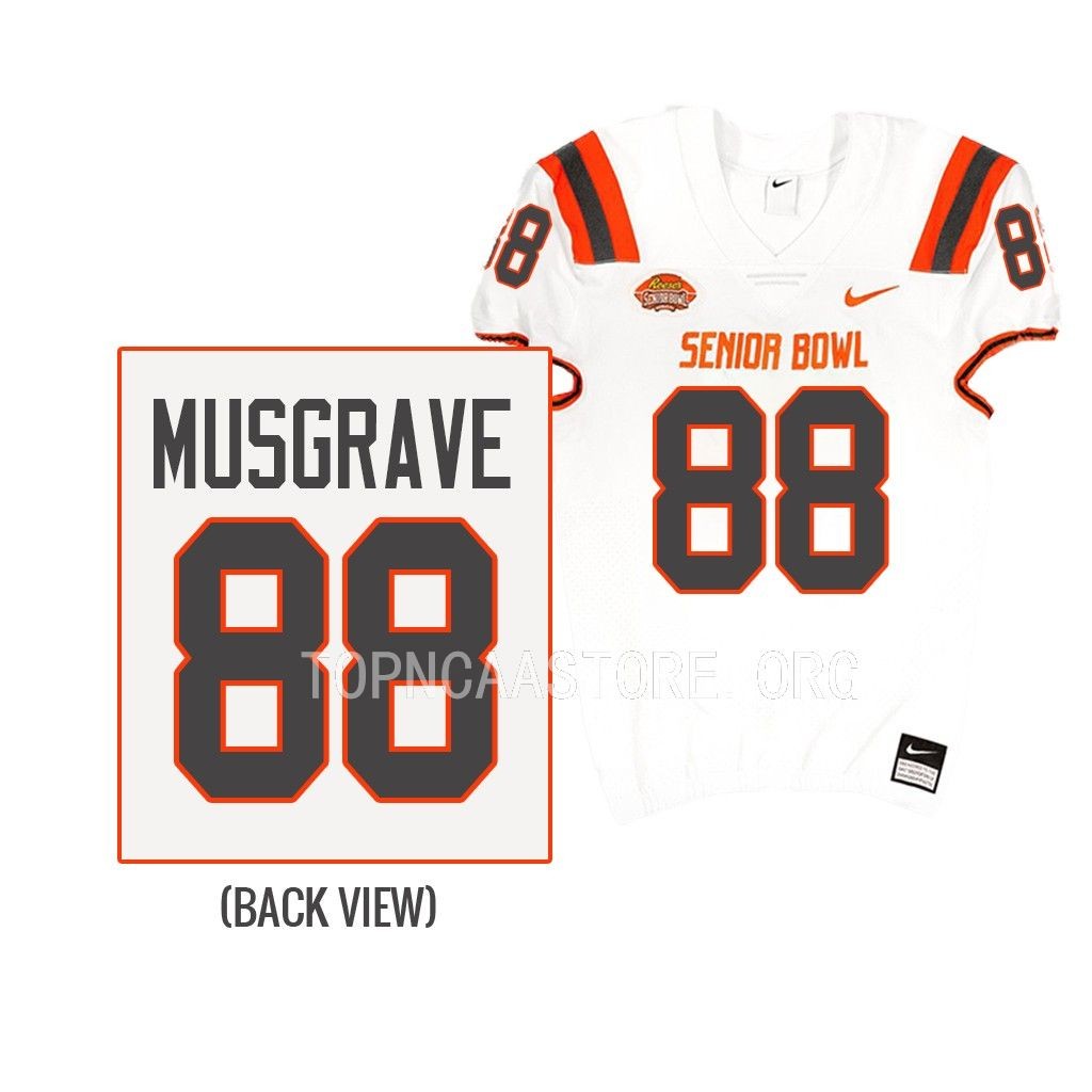 Luke Musgrave 2023 Senior Bowl American team #88 White Jersey Oregon State Beavers Men’s Uniform