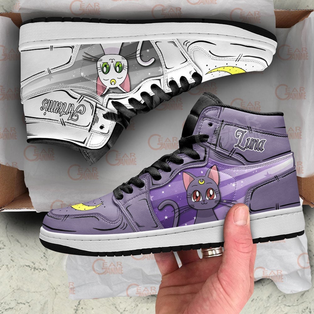 Luna and Artemis J1s Sneakers Sailor Anime Shoes, Air Jordan Hightop