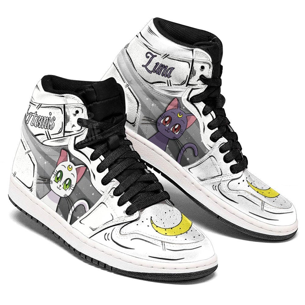 Luna and Artemis JD1s Sneakers Sailor Anime Shoes, Air Jordan Hightop
